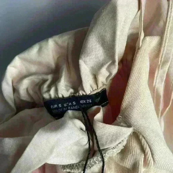 Zara Halter Wide Leg Ruffle Jumpsuit open back Cotton  Cream Beige size S - Picture 9 of 10